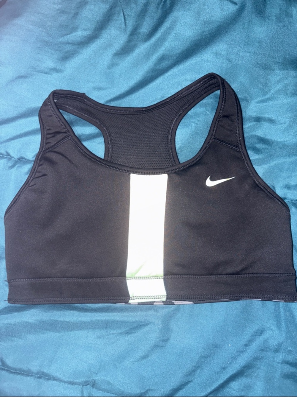 Reversible - Nike Girls - Black Sports Bra w/ White Center Stripe and Swoosh - L